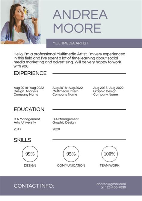 Multimedia Artist Skills Online Resume Template - VistaCreate