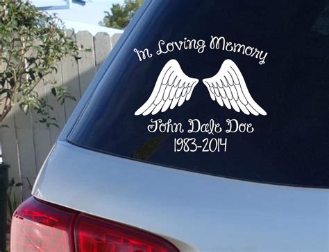 In Loving Memory Car Window Decal With Angel Wings Car - Etsy