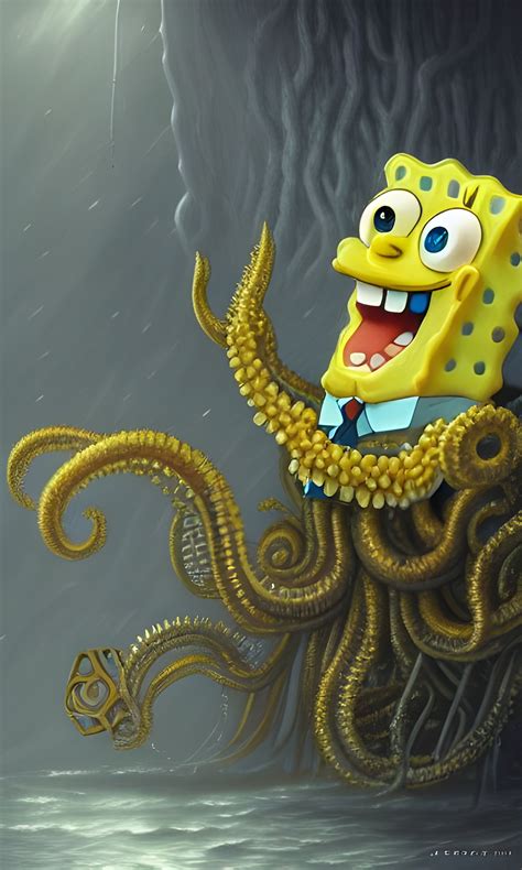 SpongeBob loves his new Lovecraftian soap lather. - AI Generated ...