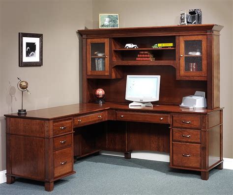 Arlington Executive L Desk with Optional Hutch Top from DutchCrafters