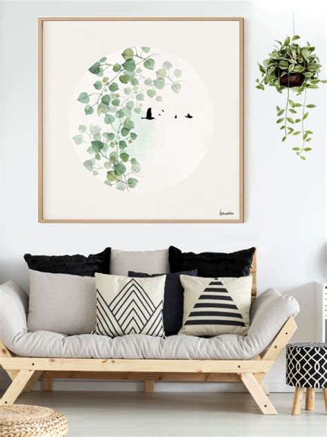 Scandinavian Large Wall Art, Original Leaves Artwork, Nordic Print ...