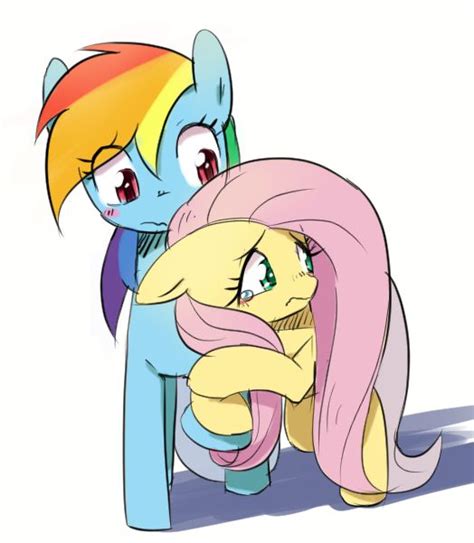 #970706 - artist:30clock, fluttershy, hug, rainbow dash, safe ...