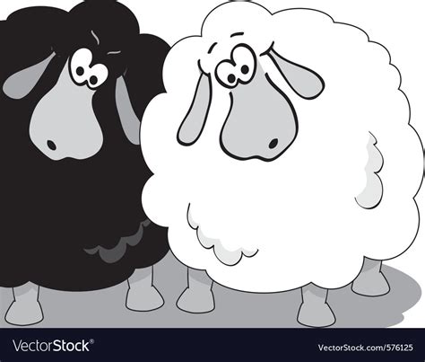 Cartoon sheep black and white Royalty Free Vector Image