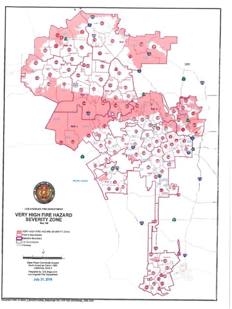 Los Angeles Fire Department's Very High Fire Hazard Serverity Zone map