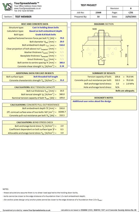 Aci 318-14 Anchor Bolt Design Spreadsheet - Design Talk