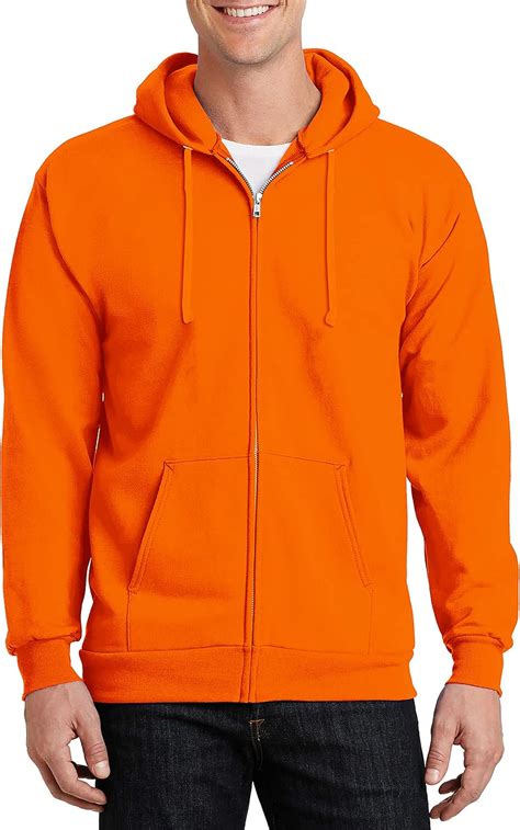 Buy Miracle TM Neon Orange Mens Zip up Hoodie - Men Long Sleeve Plain Lightweight Zipper Hooded ...