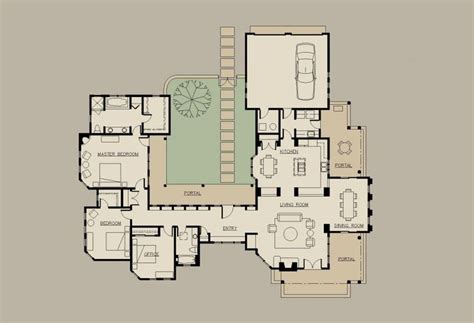 u shape house plan with pool - Google Search | Mediterranean house ...