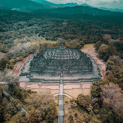 An amazing aerial view of Borobudur Temple, Central Java, #Indonesia ...