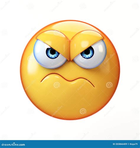 Grumpy Emoji Isolated On White Background, Frowned Emoticon 3d Rendering Royalty-Free Cartoon ...