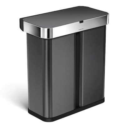 Simplehuman 58-Liter Black Stainless Steel Steel Touchless Trash Can with Lid at Lowes.com