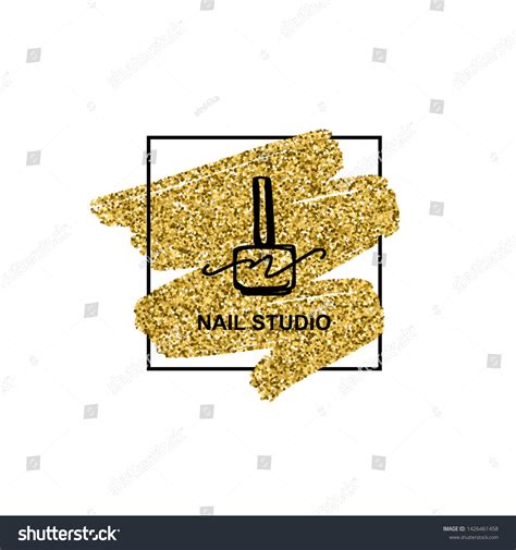 Nail Polish Logo Golden Glitter Texture: vector de stock (libre de ...