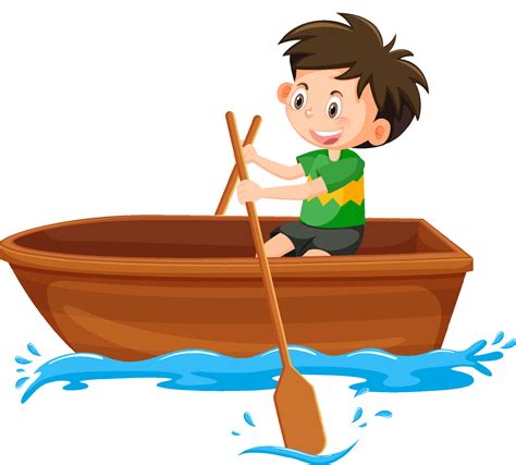 Boy paddle the boat on white background 8191189 Vector Art at Vecteezy