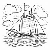 Premium Vector  Sailing Boat On the Sea Coloring Book For Children sketch template