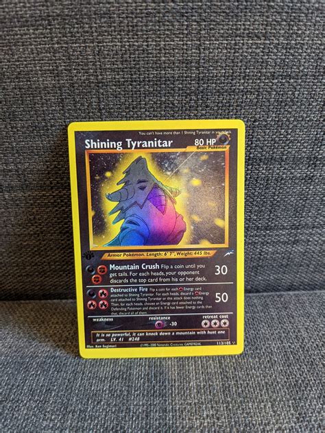 HOLO 113/105 Shining Tyranitar 1st Edition Neo Destiny | Etsy