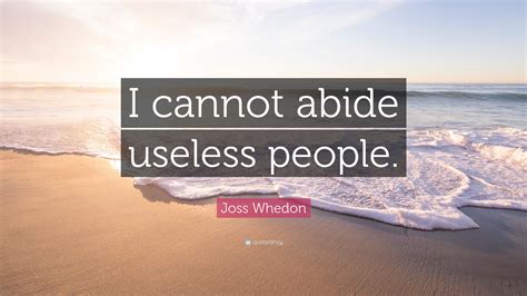 Joss Whedon Quote: “I cannot abide useless people.”