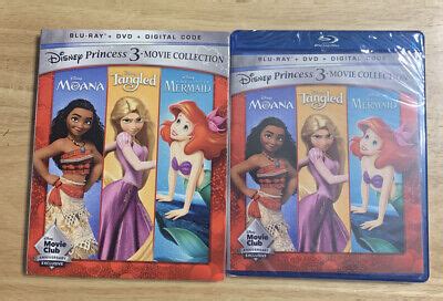 DISNEY PRINCESS 3-MOVIE Collection~Moana Tangled Little Mermaid Blu-Ray+DVD+Code $42.98 - PicClick