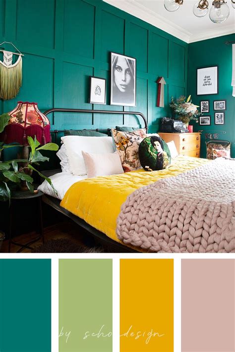 Green and yellow bedroom color palette | Bedroom green, Blue green ...