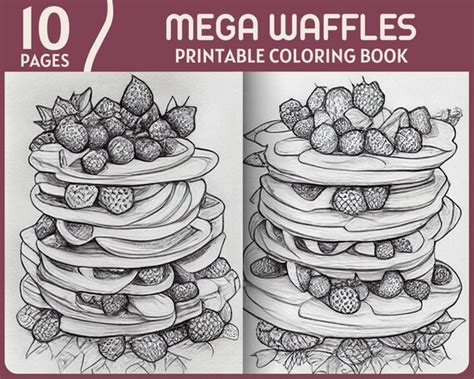 10 Mega Waffles Coloring Pages Yummy Huge Waffles Coloring - Etsy