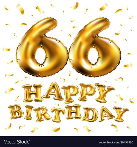 Happy birthday 66th celebration gold balloons Vector Image