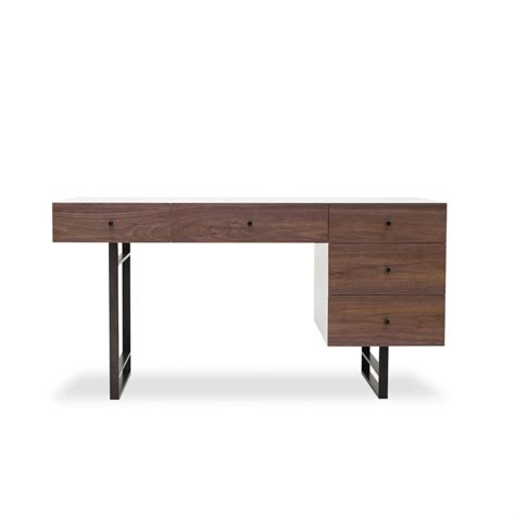 Mid-Century Modern White Lacquer Desk- Walnut | Zin Home