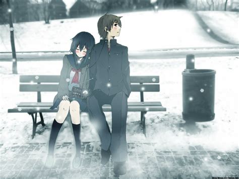 Manga Anime Boys Anime Anime Girls Bench Snow Sitting Wallpaper - Resolution:1280x960 - ID ...