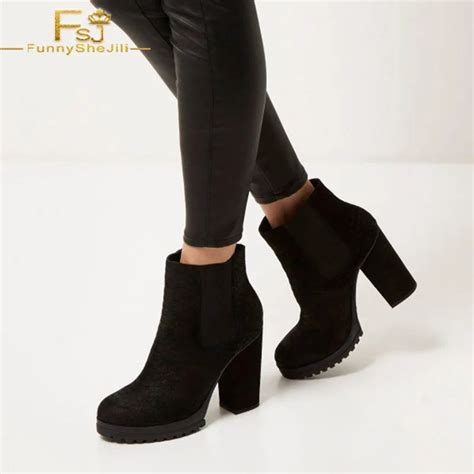 Black Chelsea Boots Round Toe Polyurethane Spring, Autumn Party, Date, Going out Chunky Super ...