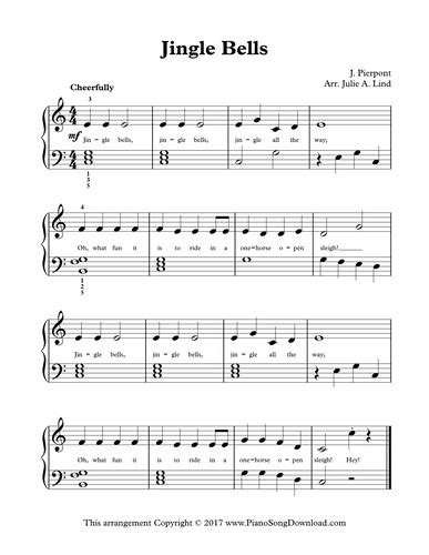 Jingle Bells: Free level 2 Christmas piano sheet music with chords and ...