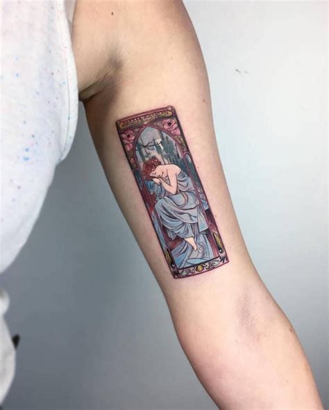 Alfons Mucha inspired tattoo on the left inner arm. | Art inspired ...