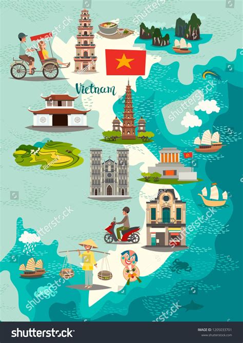 Vietnam map vector. Illustrated map of Vietnam for children\u002Fkid. Cartoon abstract atlas of ...