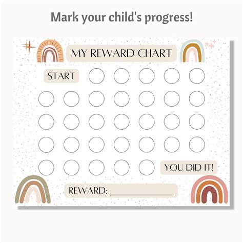 Printable Reward Chart, Kids Sticker Chart, Boho Kids Sticker Reward ...