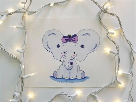 Elephant Nursery Ideas Purple Nursery Set Baby Art - Etsy