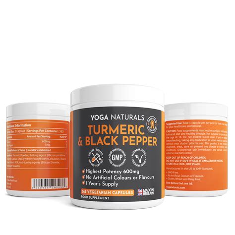 Turmeric & Black Pepper 365 | Yoga Naturals Vegetarian Supplement