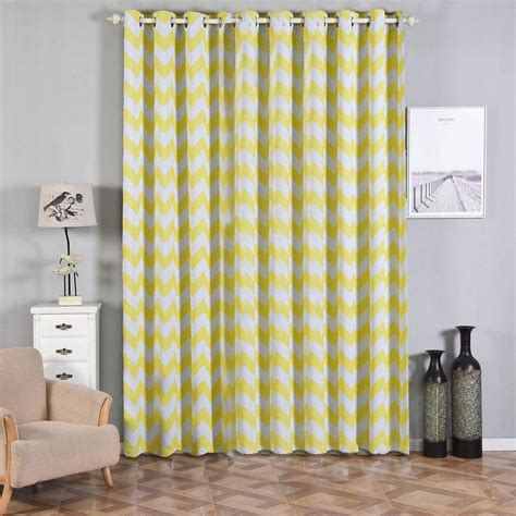 Buy Chevron Blackout Curtains | Pack of 2 | White & Yellow Blackout ...