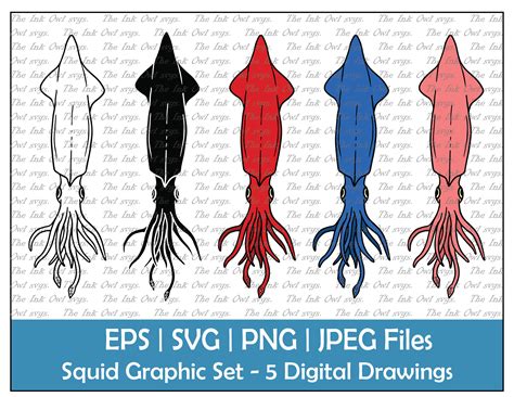 Giant Squid Vector Clipart / Outline Silhouette Stamp & Color - Etsy