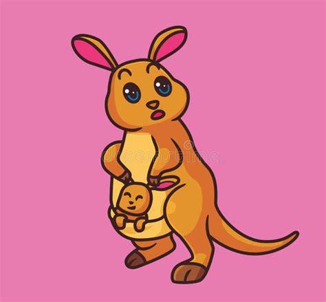 Cute Cartoon Kangaroo Family. Isolated Cartoon Animal Illustration Vector Stock Vector ...