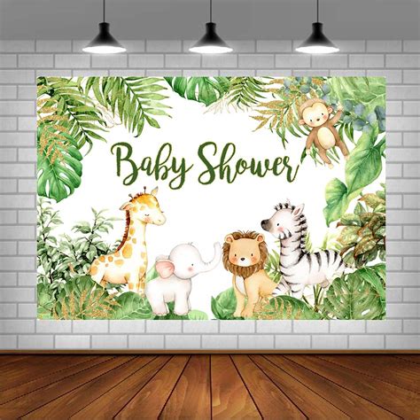 Buy Safari Animals Baby Shower Photogarphy Backdrop Jungle Baby Shower ...