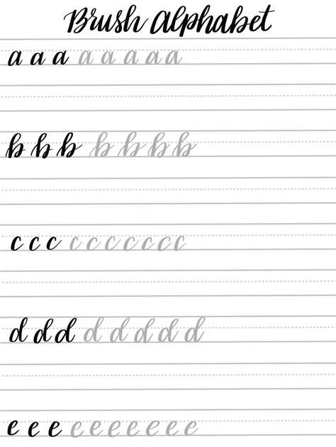 Free Brush Lettering Practice Sheets: Lowercase Alphabet - | Hand ...