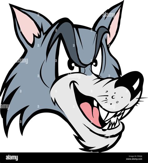 Ilustración vectorial de dibujos animados de un lobo sonriendo Imagen Vector de stock - Alamy