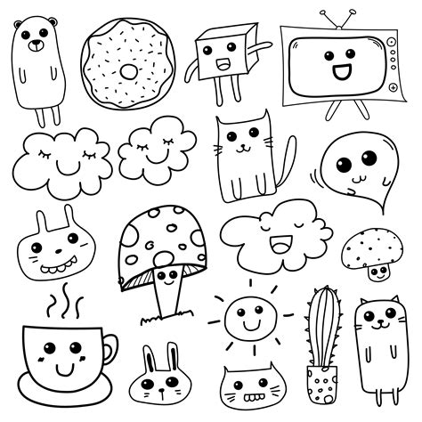 Kawaii Doodle Para Crianças. Mão desenhada ilustração vetorial. - Download Vetores Gratis ...