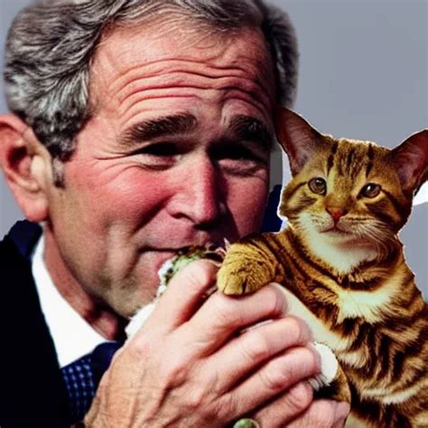 George W bush eating a cat | Stable Diffusion