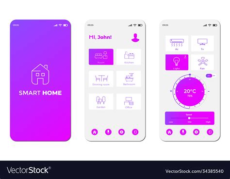 Smart home app ui kit design Royalty Free Vector Image