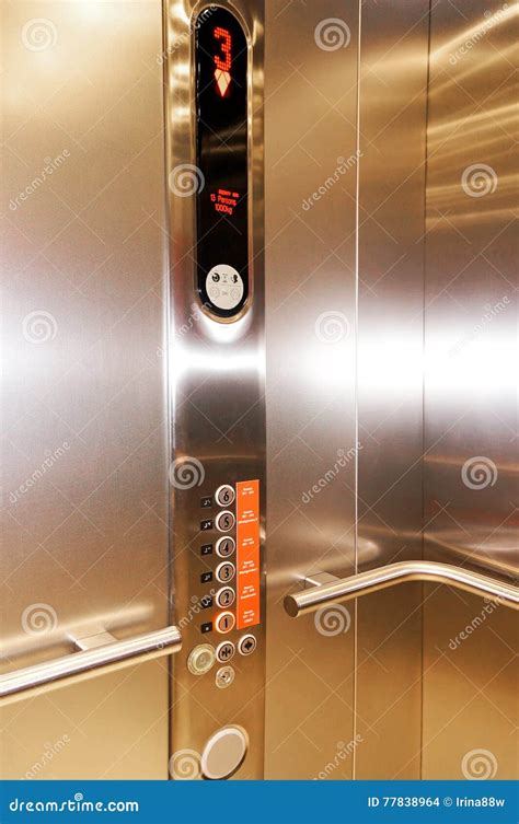 Close Up of Stainless Steel Elevator Panel Push Buttons. Stock Photo ...