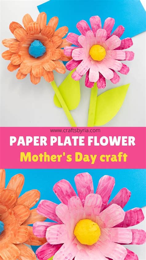 Paper plate flower craft for kids - Crafts By Ria