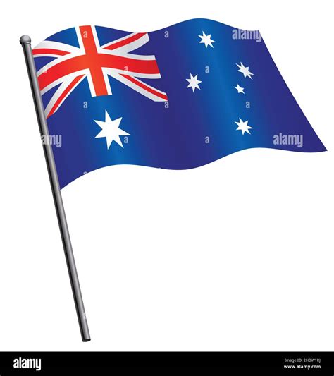 Australian flag of Australia silk waving on flagpole isolated on white background Stock Vector ...