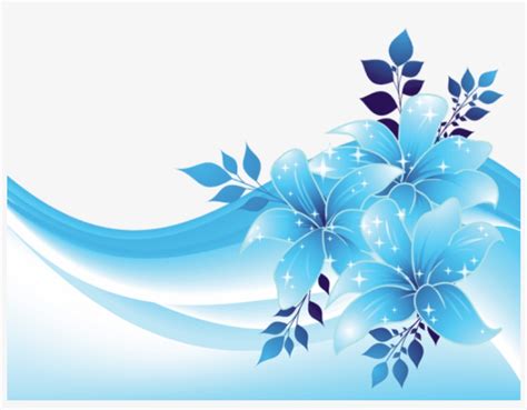 Download Transparent Flowers, Paper Background, Textured Background, - Blue Flower Border Design ...