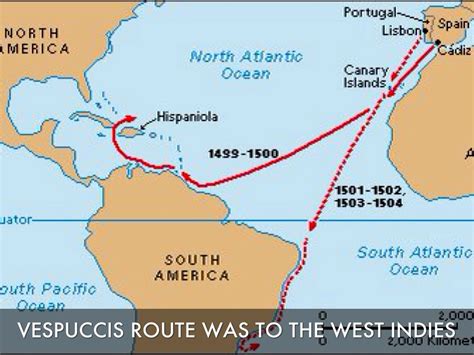 All Amerigo Vespucci Routes On Map Of The World