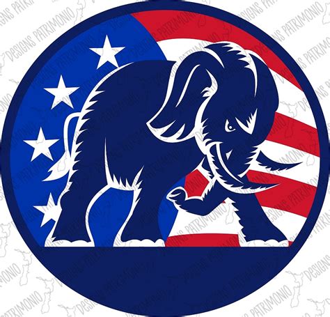 Republican Elephant Charging Viewed from Side With USA - patrimonio