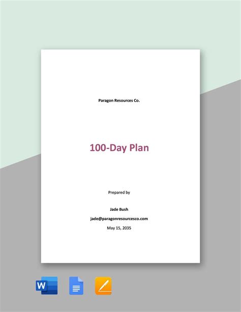 Sample 100 Day Plan Template in Word, Google Docs, Pages - Download ...