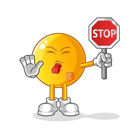 Premium Vector | Emoticon holding stop sign cartoon cartoon mascot