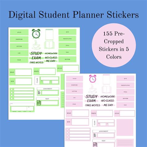 Digital Stickers for Students Academic Planner Stickers in - Etsy